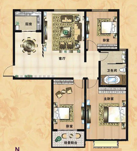 A3戶(hù)型 125.64㎡ 3室2廳